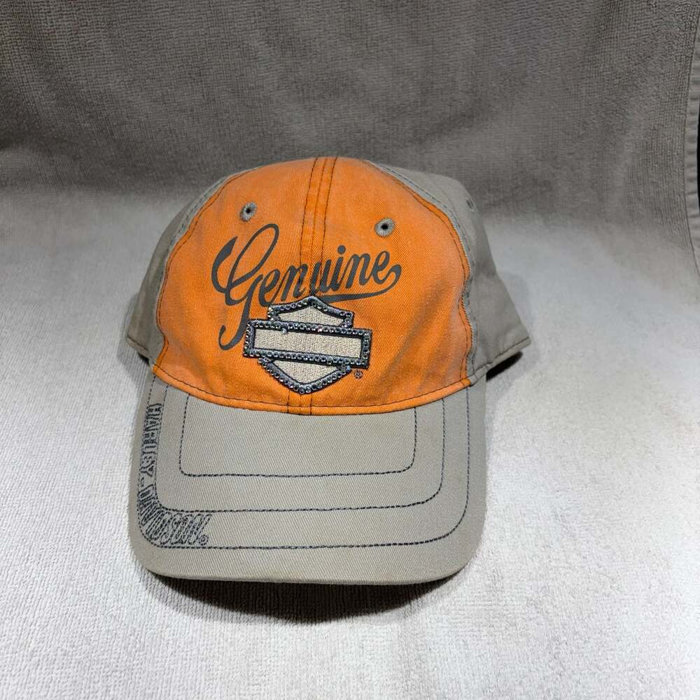 Harley-Davidson Genuine Orange and Khaki Rhinestone Bar Y2K
